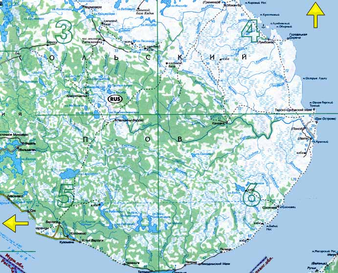Road map South-east Kola Peninsula