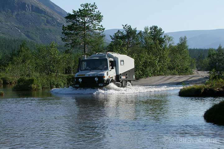 4x4 Camper / truck off-road on Kola Peninsula in Arctic Russia.